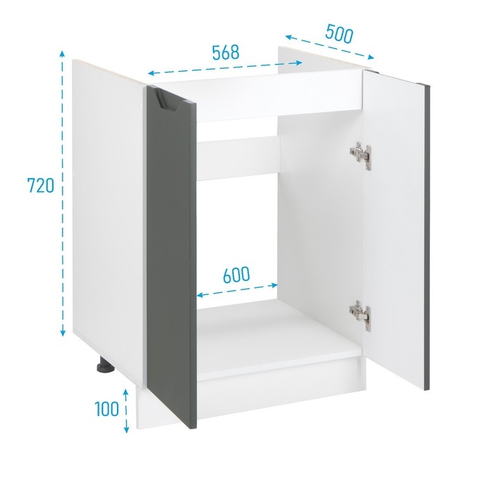 Шкаф напольный 600 под мойку Хельга, 600х500х824, Белый/Олива софт МДФ Шкаф напольный 600 под мойку Хельга, 600х500х824, Белый/Олива софт МДФ
