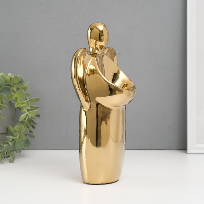 Подсвечник керамика на 1 свечу Подсвечник керамика на 1 свечу "Ангел" d=3,5 см золото 14х9,5х25 см