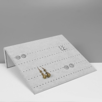Подставка под серьги 60 пар, 5 рядов, 33&times;10&times;30 см, цвет серый