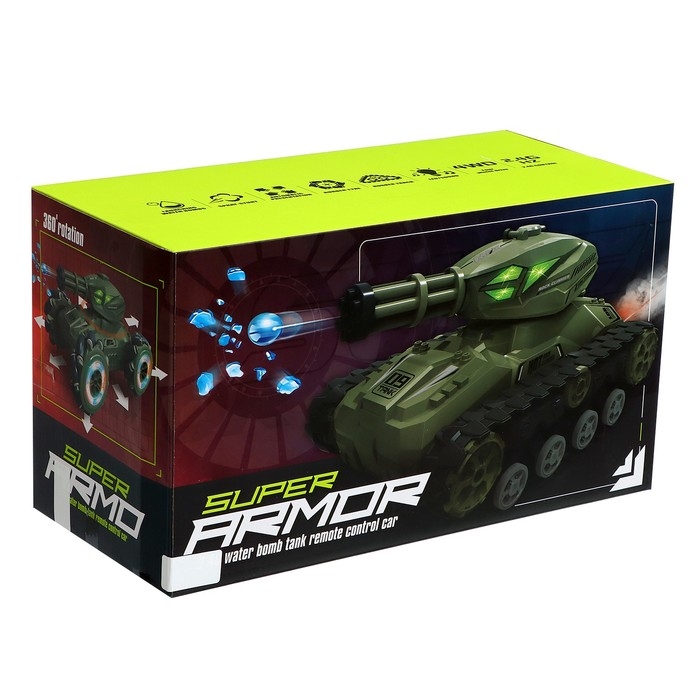 Танк радиоуправляемый &laquo;Боец&raquo;, работает от аккумулятора, стреляет гидрогелевыми пулями, цвет зелёный