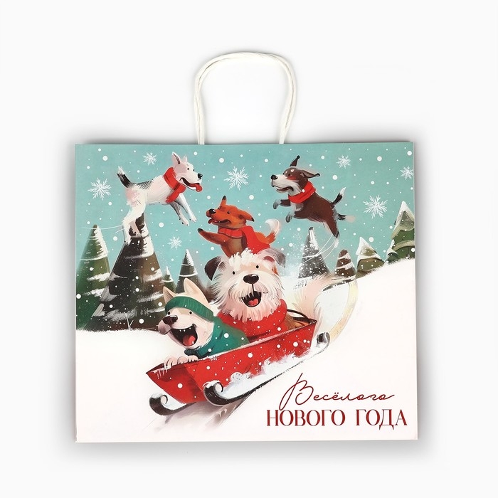 Пакет подарочный новогодний крафтовый &laquo;Сказочного нового года&raquo;, 28 х 15 х 32 см , Новый год