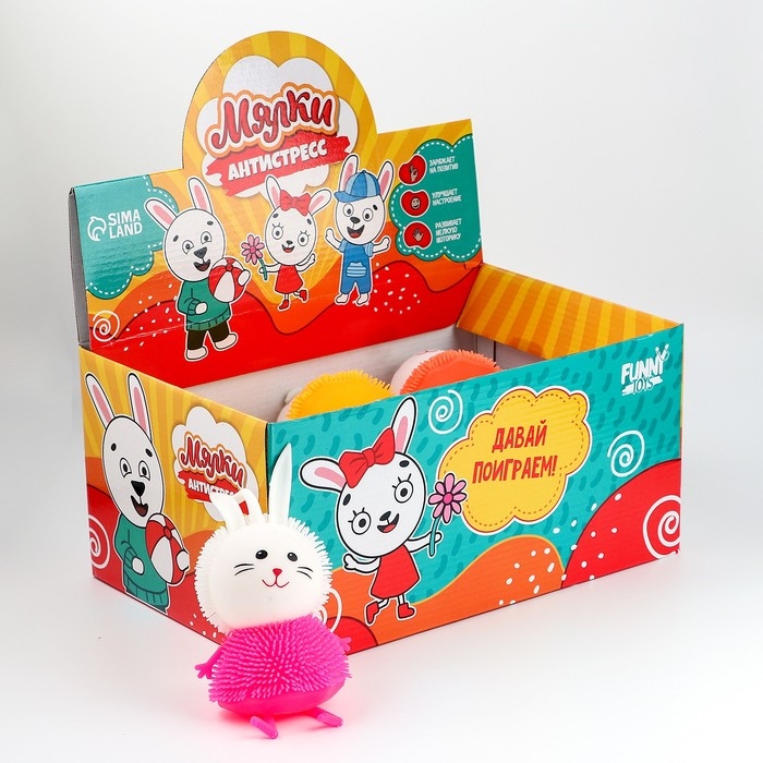 Антистресс сквиш мялка «Зайка», цвета МИКС, в шоубоксе Антистресс сквиш мялка «Зайка», цвета МИКС, в шоубоксе