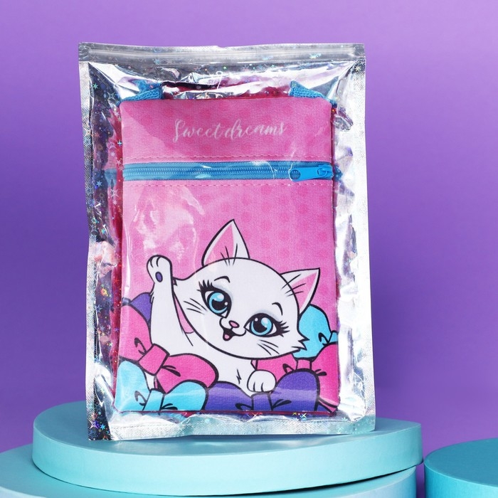 Подарочный набор для девочки &laquo;Котик&raquo;, сумка,набор резинок,блокнот,тату