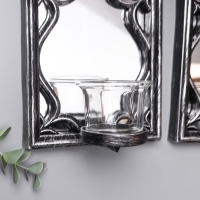 Подсвечник пластик, стекло на 1 свечу "Зеркальные узоры" набор 2 шт d-4 см сереб. 8х13х40 см 90688 Подсвечник пластик, стекло на 1 свечу "Зеркальные узоры" набор 2 шт d-4 см сереб. 8х13х40 см 90688