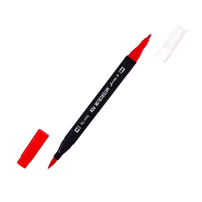 Набор маркеров 18 цветов, двусторонние, черный корпус  в пластиковом пенале