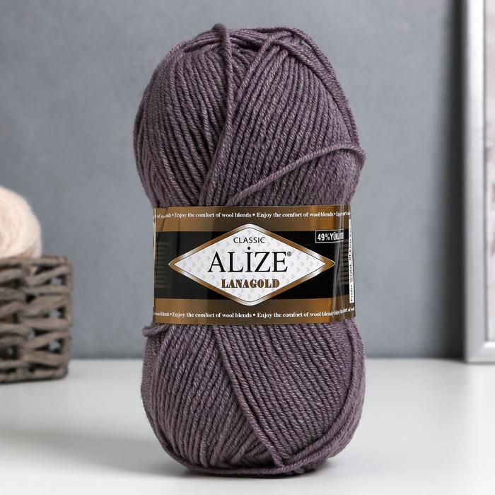 Пряжа Пряжа "Lanagold" 51% акрил, 49% шерсть 240м/100гр (348 - тёмно-серый)