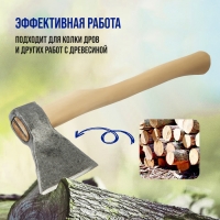 Топор кованый ТУНДРА, деревянное топорище Б1, покрыто морилкой "Орех", 600 г