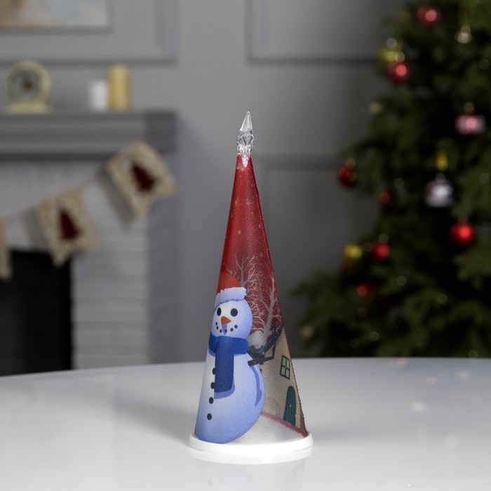 Светодиодная фигура &laquo;Ёлка со снеговиком&raquo; 7.5 &times; 21 &times; 7.5 см, пластик, батарейки CR2032х1 (в комплекте), свечение мульти