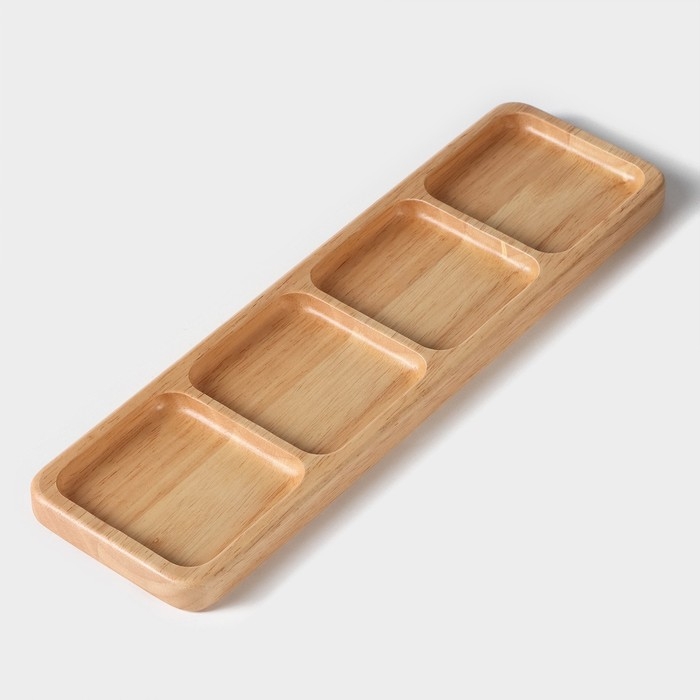 Менажница Magistro Tropical, 4 секции, 35×10×1,8 см, каучуковое дерево Менажница Magistro Tropical, 4 секции, 35×10×1,8 см, каучуковое дерево