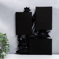 Фоторамка пластик на 3 фото 10х15 см "Лотосы" тёмное серебро 36х27 см Фоторамка пластик на 3 фото 10х15 см "Лотосы" тёмное серебро 36х27 см