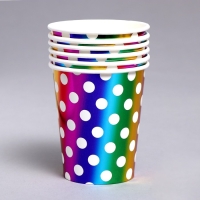 Стаканы бумажные &laquo;Горох&raquo;, в наборе 6 штук, цвет радуга