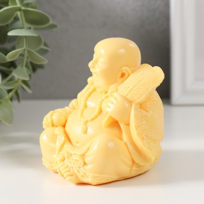 Нэцкэ полистоун под камень "Хотей с опахалом" 8,2х6,7х8 см