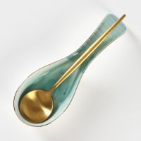 Подставка фарфоровая под ложку Доляна &laquo;Млечный путь&raquo;, 21,5&times;7,5 см, цвет бирюзовый