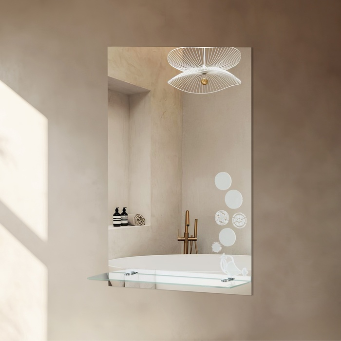 Зеркало &laquo;Поющая поночка&raquo;, с пескоструйной графикой, настенное, с полочкой, 40&times;60 см