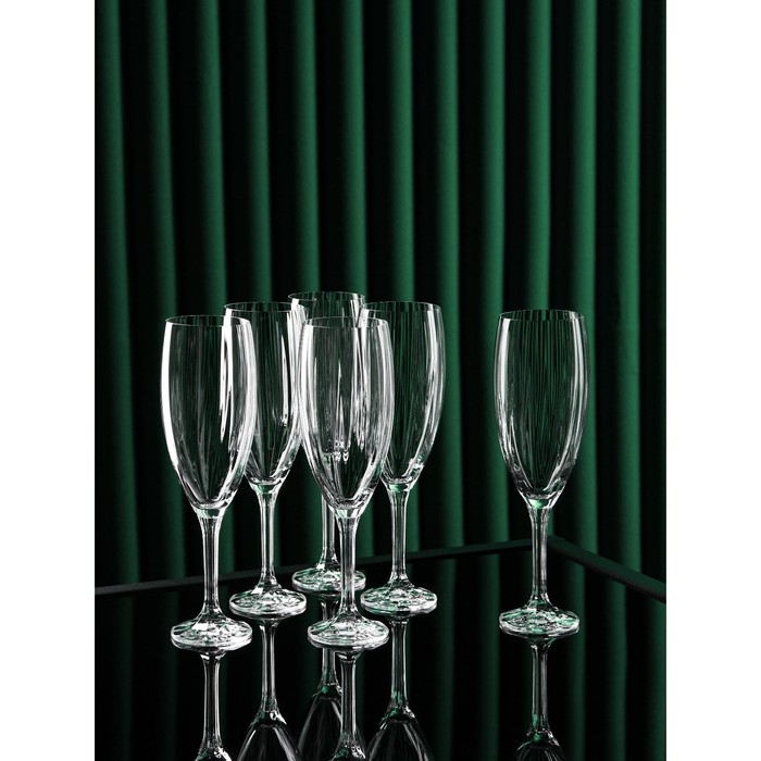 Набор бокалов для шампанского &laquo;Магнолия&raquo;, 6 шт, 210 мл