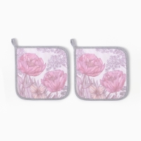 Набор прихваток Этель Рoppy fields 2 шт, 19х19 саржа,100% х/л,ватин 250г/м2