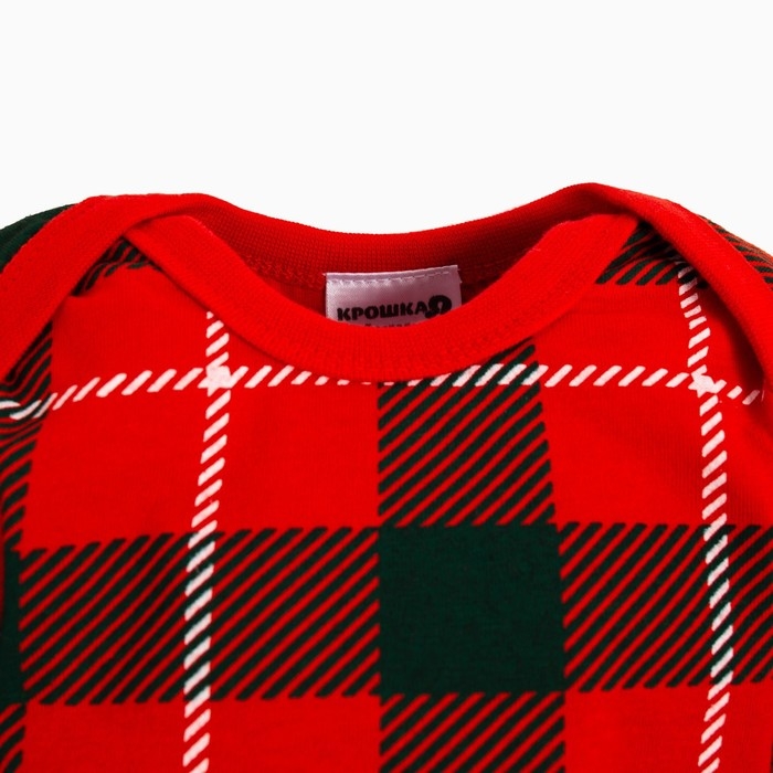 Набор: боди, штанишки и шапочка Крошка Я &laquo;Клетка&raquo;, рост 80-86 см