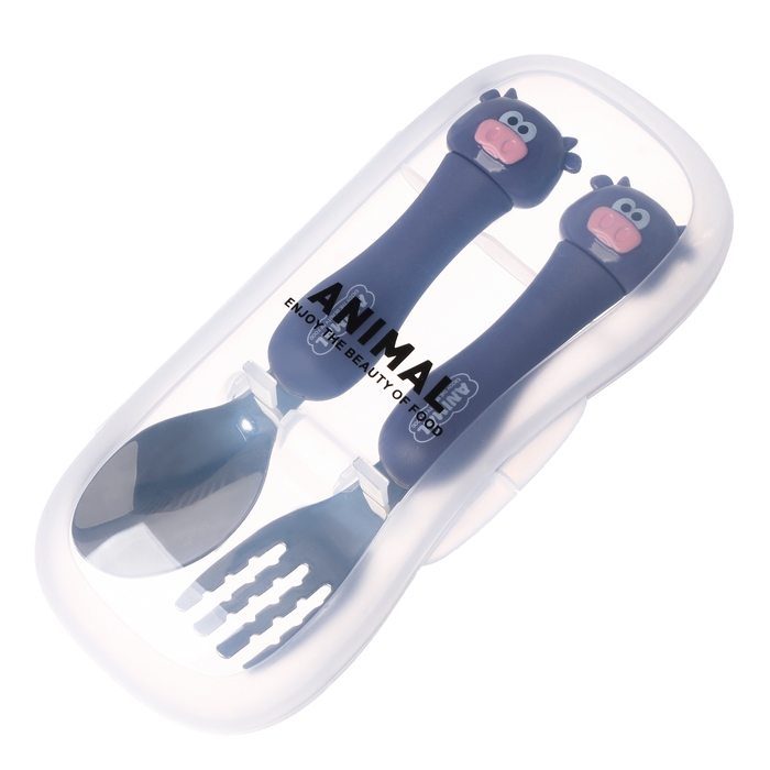 Набор детских столовых приборов в футляре &laquo;Коровки&raquo;, вилка, ложка