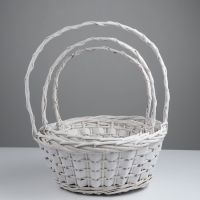 Набор корзин из 3 шт, D37xH16/44 см, D30xH14/38 см, D25xH12/33 см, белый, ива Набор корзин из 3 шт, D37xH16/44 см, D30xH14/38 см, D25xH12/33 см, белый, ива