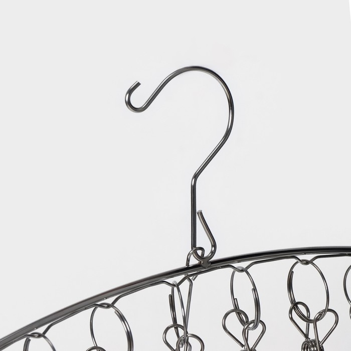 Сушилка для белья подвесная Доляна, 10 прищепок, 40&times;1&times;15 см, металл, цвет серебряный