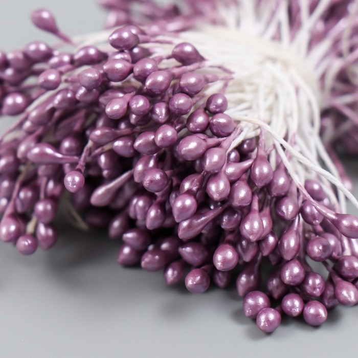 Тычинки для цветов "Капельки глянец розовая пудра" набор 300 шт длина 6 см