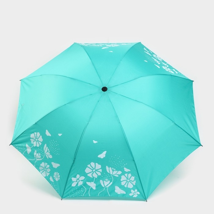 Зонт женский механический &laquo;Цветы&raquo;, 8 спиц, d=95, цвет бирюзовый
