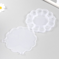 Шкатулка пластик для мелочей "Цветок" прозрачная 13 отделений 15,5х15,5х2,5 см Шкатулка пластик для мелочей "Цветок" прозрачная 13 отделений 15,5х15,5х2,5 см