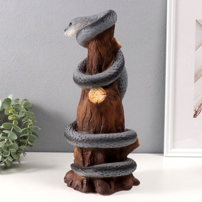 Новогодняя копилка "Змея на пеньке"  33 х 14 х 15 см