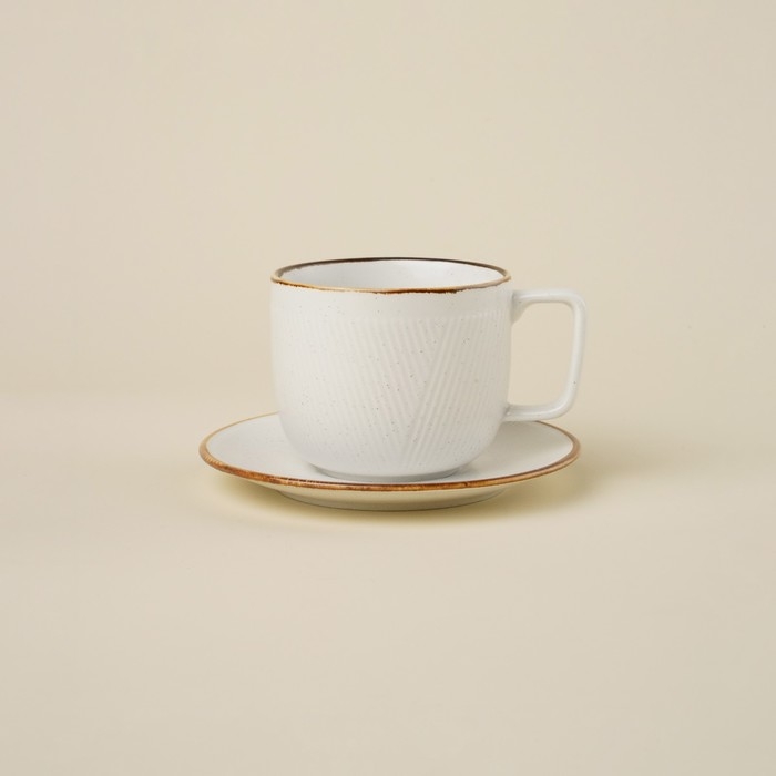 Чайная пара фарфоровая SL Home «Волна в камне», 2 предмета: чашка 200 мл, блюдце d=12,5 см, цвет белый Чайная пара фарфоровая SL Home «Волна в камне», 2 предмета: чашка 200 мл, блюдце d=12,5 см, цвет белый