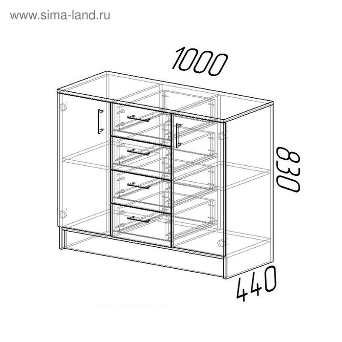 Комод Эра (К1000-2Д), 1000х430х830, Дуб вотан/Белый Комод Эра (К1000-2Д), 1000х430х830, Дуб вотан/Белый