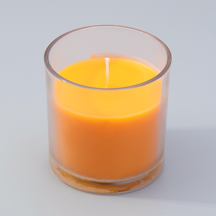Свеча ГИГАНТ ароматическая в стакане "Сочный апельсин", соевый воск, 10х10 см