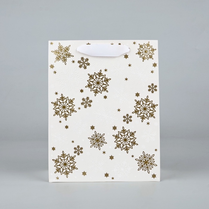 Пакет подарочный новогодний ламинированный &laquo;Снежинки&raquo;, MS 18 х 23 х 10 см