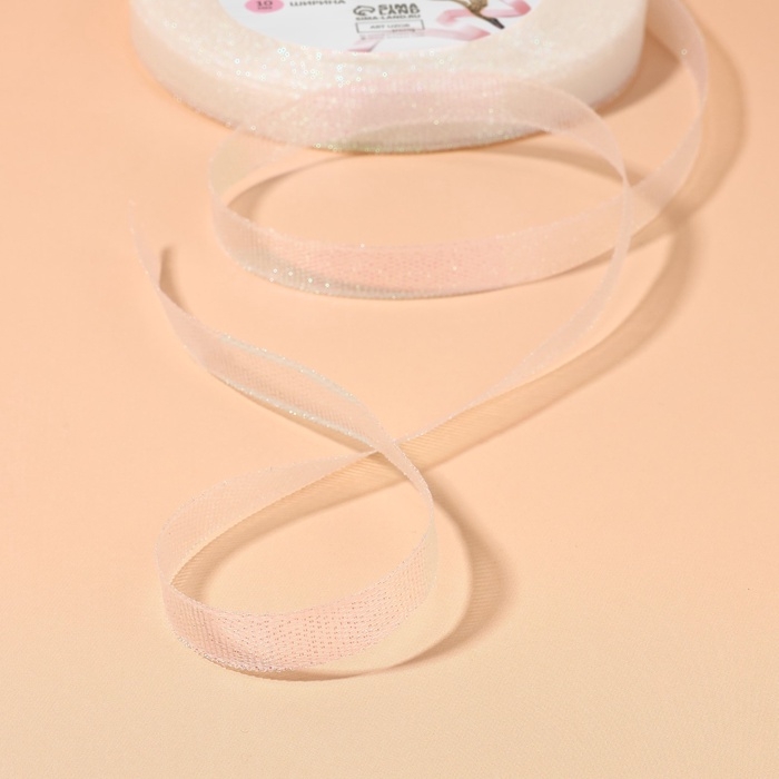 Лента парчовая, 10 мм, 23 &plusmn; 1 м, цвет голография