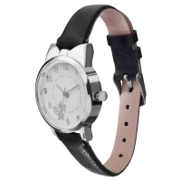 Часы наручные женские "Котик", d-2.8 см, черный ремешок Часы наручные женские "Котик", d-2.8 см, черный ремешок