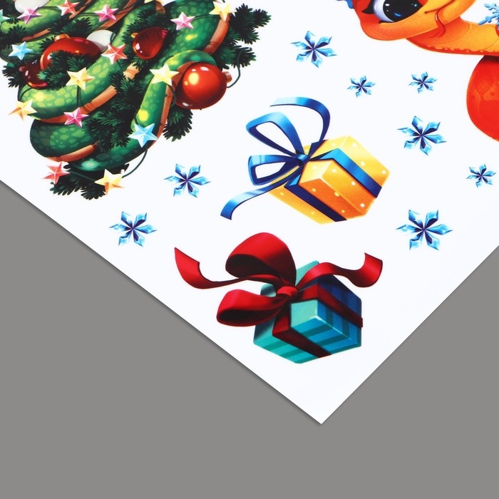 Наклейки новогодние на окна, виниловые &laquo;Змея 2025&raquo;, многоразовые, 20 х 34.5 см, Новый год