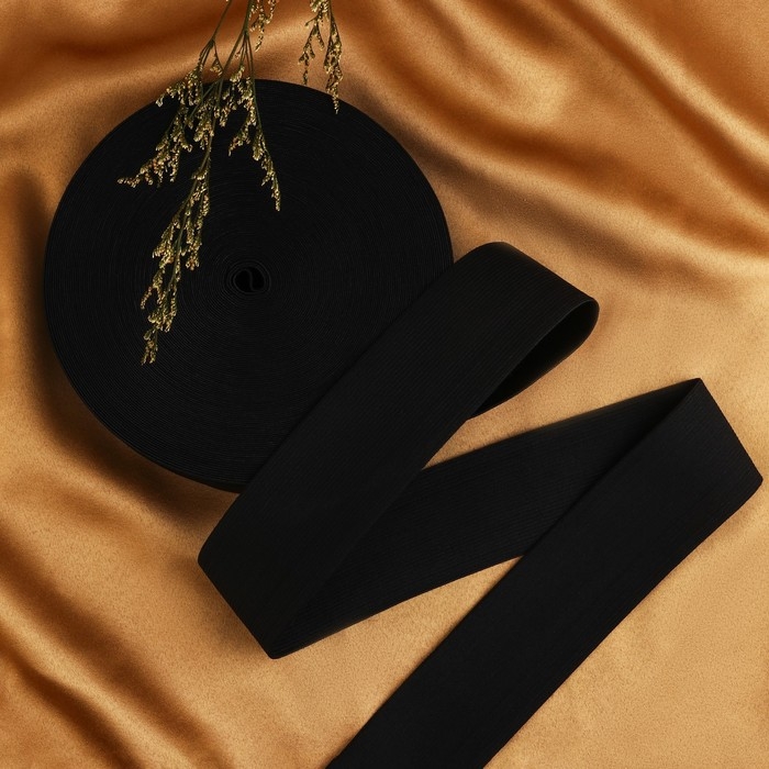 Резинка бельевая, 50 мм, 25 м, цвет чёрный Резинка бельевая, 50 мм, 25 м, цвет чёрный