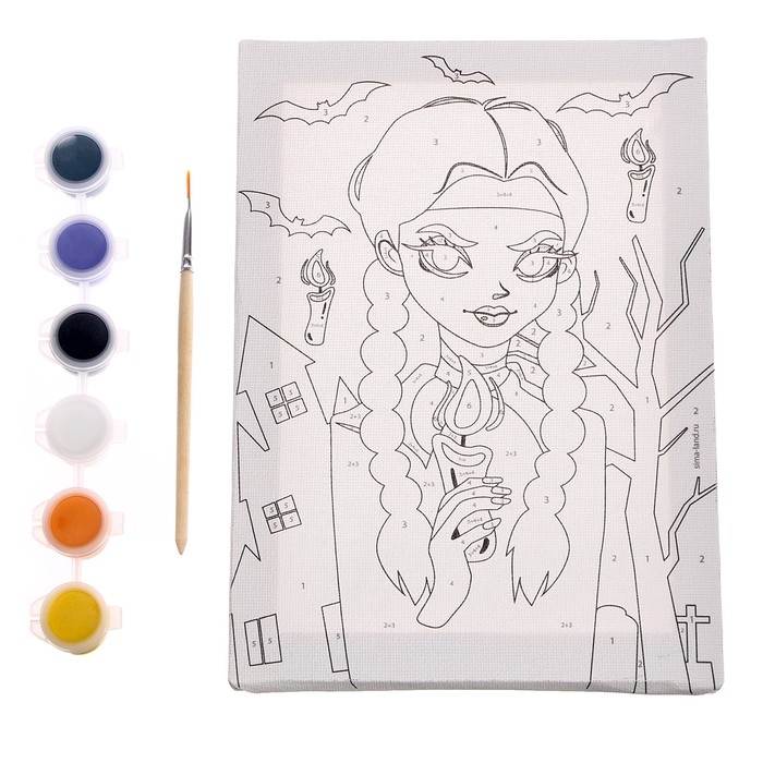 Картина по номерам на хеллоуин для детей &laquo;Девочка с косичками&raquo;, 21 х 15 см