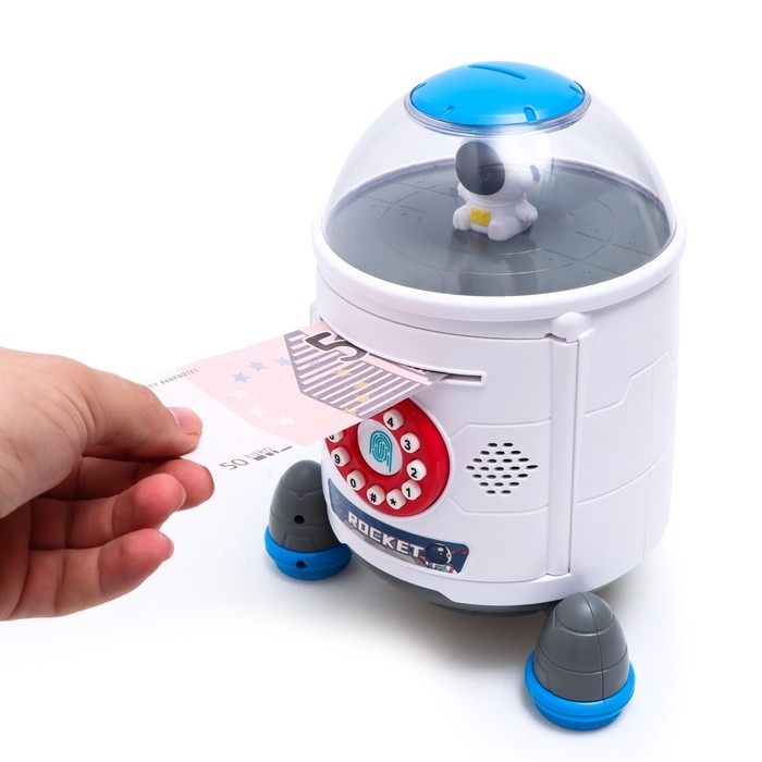Копилка «Ракета», свет, звук, засасывает купюры, цвет белый Копилка «Ракета», свет, звук, засасывает купюры, цвет белый