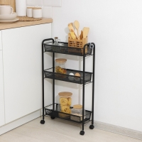 Этажерка на колёсиках &laquo;Ладья 1К&raquo;, 3 яруса, 44&times;17&times;75,5 см, цвет чёрный