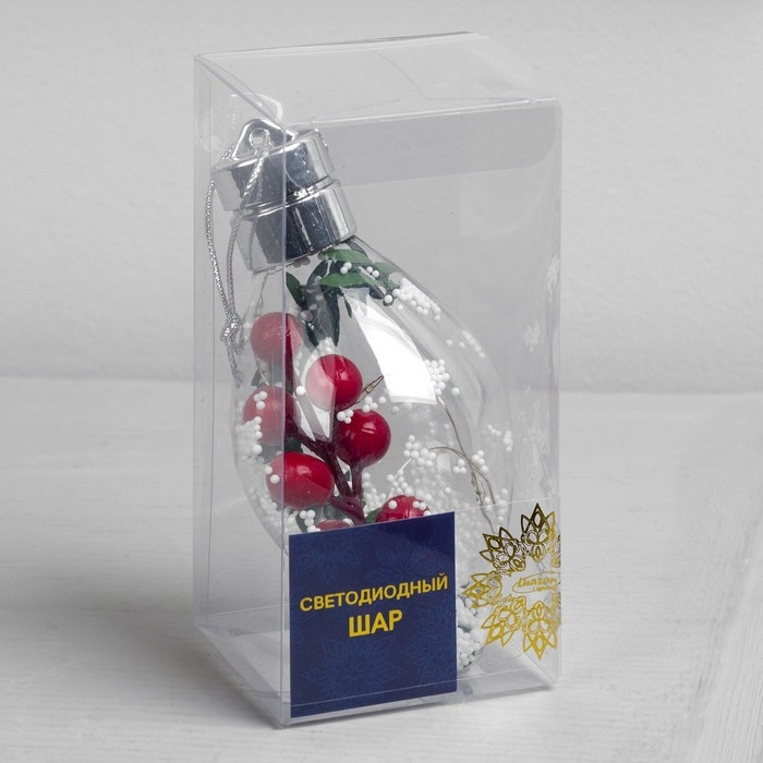 Ёлочный шар &laquo;Ягоды&raquo;, батарейки, 5 LED, свечение тёплое белое