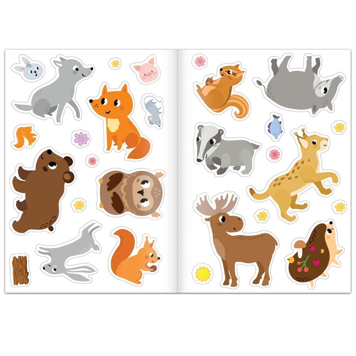 Книжка с наклейками &laquo;Жители леса. Читай, играй, узнавай&raquo;, 16 стр.