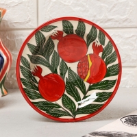Тарелка Риштанская Керамика "Гранаты", плоская, 17 см, Тарелка Риштанская Керамика "Гранаты", плоская, 17 см,