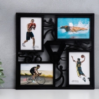 Фоторамка пластик на 4 фото 10х15 см "Спорт" чёрный 33х34,5 см Фоторамка пластик на 4 фото 10х15 см "Спорт" чёрный 33х34,5 см