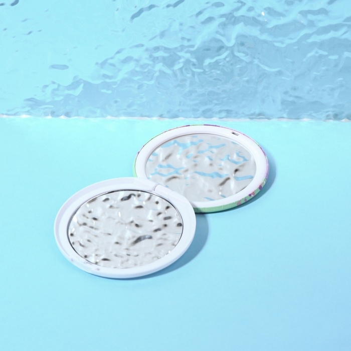 Зеркало складное &laquo;Цветы&raquo;, d = 7,5 см, цвет зелёный