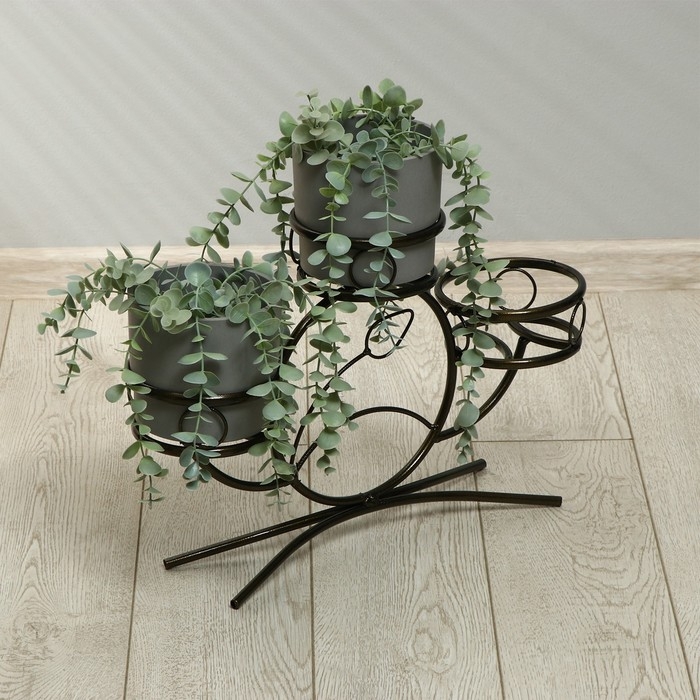 Подставка для цветов, напольная, на 3 горшка, d = 14 см, бронзовая, «Камелия» Подставка для цветов, напольная, на 3 горшка, d = 14 см, бронзовая, «Камелия»