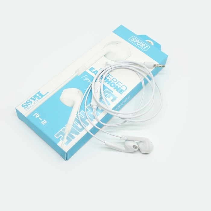 Наушники R-2, проводные, вкладыши, микрофон, 1 м, Jack 3.5 мм, белые Наушники R-2, проводные, вкладыши, микрофон, 1 м, Jack 3.5 мм, белые