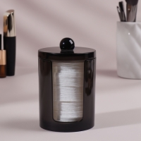 Органайзер для ватных дисков, с крышкой, d = 7 × 11,5 см, цвет полупрозрачный/чёрный Органайзер для ватных дисков, с крышкой, d = 7 × 11,5 см, цвет полупрозрачный/чёрный