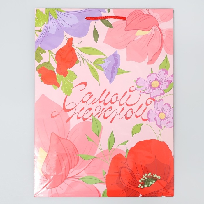 Пакет подарочный ламинированный, упаковка, &laquo;Нежность&raquo;, L 28 х 38 х 9 см