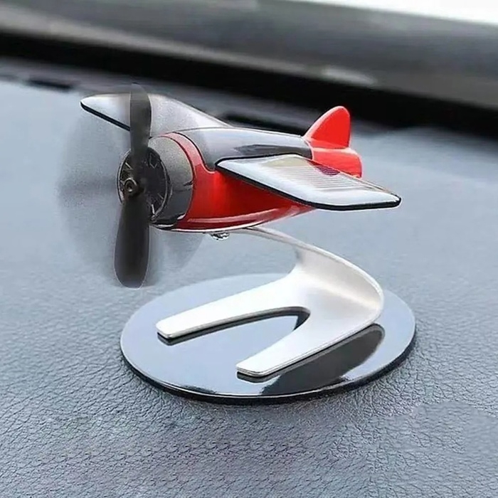 Игрушка на панель авто, самолет, пропеллер крутится от солнца, черный Игрушка на панель авто, самолет, пропеллер крутится от солнца, черный
