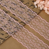 Кружево капроновое, 45 мм &times; 10 &plusmn; 1 м, цвет розовый
